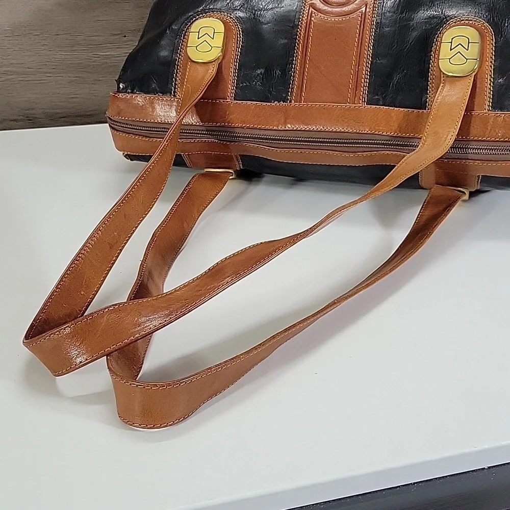 Vintage Marino Orlandi Black/Brown Large Leather Bag